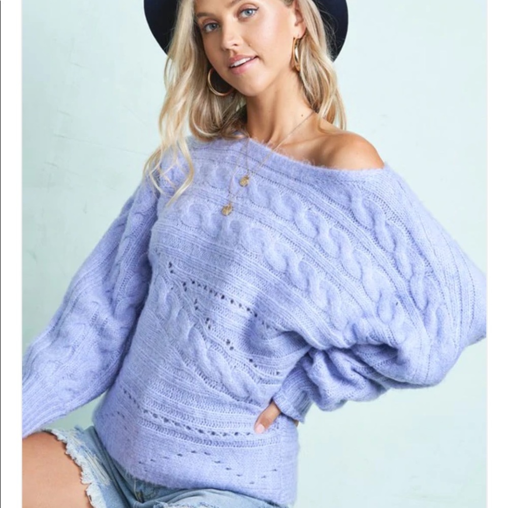 O’Lola boatneck cozy cable knit batwing sweater